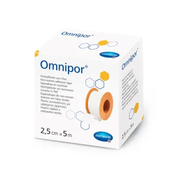 Hartmann Omnipor Ταινίες Στερέωσης, Λευκό Μη Υφασμένο Υλικό, 2.5cmx5m Hartmann Omnipor Ταινίες Στερέωσης, Λευκό Μη Υφασμένο Υλικό, 2.5cmx5m