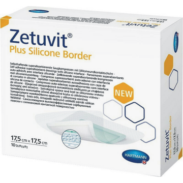 Hartmann Zetuvit Plus Silicone Border Επίθεμα Αυτοκόλλητο Αποστειρωμένο 17,5 cm x 17,5 cm Hartmann Zetuvit Plus Silicone Border Επίθεμα Αυτοκόλλητο Αποστειρωμένο 17,5 cm x 17,5 cm