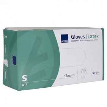 Abena Classic Latex Examination Gloves, Powdered Small 100pcs Abena Classic Latex Examination Gloves, Powdered Small 100pcs