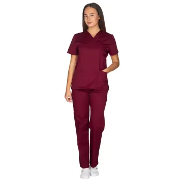 Alezi Women’s Medical Scrub in Classic Fit – Burgundy