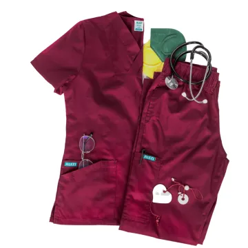 Alezi Women’s Medical Scrub in Classic Fit – Burgundy