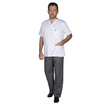 Alezi Men’s Medical Scrub in Classic Fit – White Gray Alezi Men’s Medical Scrub in Classic Fit – White Gray