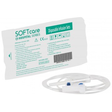 Συσκευή ενδοφλέβιας έγχυσης (ορού), αποστειρωμένη, με αεραγωγό, με διακλάδωση και με άκρη luer lock.