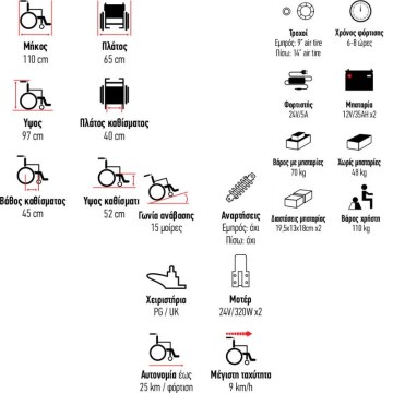 Mobility Power Chair VT61032  πτυσσόμενο ηλεκτροκίνητο αμαξίδιο