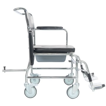 Αμαξίδιο τουαλέτας με δοχείο – μπροστινή όψη με πτυσσόμενο βραχίονα (armrest που πέφτει)