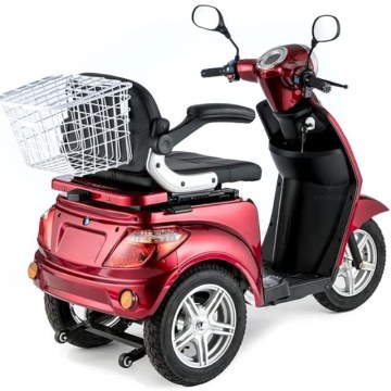 Veleco ZT15 κόκκινο τρίτροχο scooter κινητικότητας πλάγια όψη με καλάθι