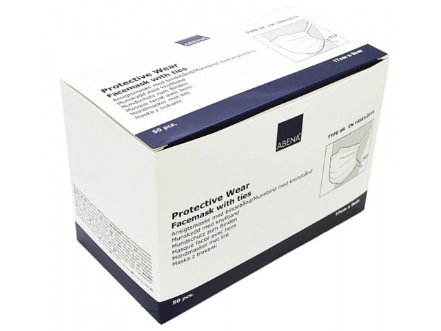 Μάσκες χειρουργικές προστασίας δετές 50 τεμαχίων ABENA 98% EN14683 TYPE IIR γαλάζιο