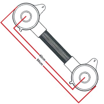 Λαβή μπάνιου με βεντούζες - διαστάσεις