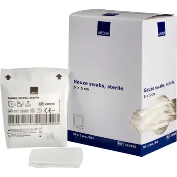 Sterile Gauze Pads 17 Threads 8ply, 5x5cm, 100 pcs. ABENA. Sterile Gauze Pads 17 Threads 8ply, 5x5cm, 100 pcs. ABENA.