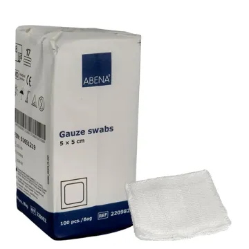 Classic Gauze Pads 17 Threads 8ply, 7.5x7.5cm, 100 pcs. ABENA. Classic Gauze Pads 17 Threads 8ply, 7.5x7.5cm, 100 pcs. ABENA.