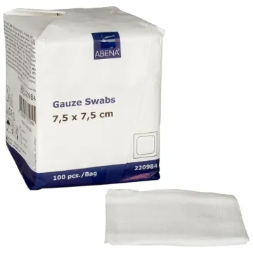 Classic Gauze Pads 17 Threads 8ply, 7.5x7.5cm, 100 pcs. ABENA Classic Gauze Pads 17 Threads 8ply, 7.5x7.5cm, 100 pcs. ABENA