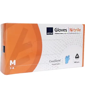 Γάντια νιτριλίου  χωρίς πούδρα, αντιμικροβιακά μπλε, ABENA, Small 100τεμ.