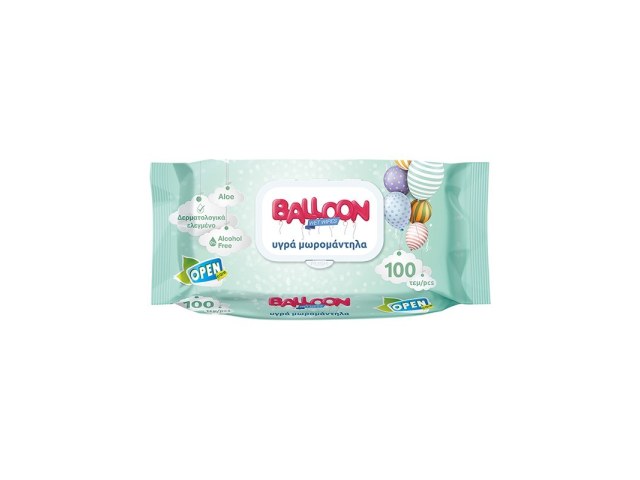 OPEN Balloon Υγρά Μωρομάντηλα με καπάκι Aloe 100τμχ