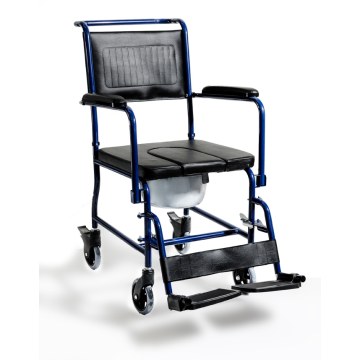 Alfa Care AC-33 – Commode–Shower Wheelchair with bucket, brakes & solid wheels BLUE Alfa Care AC-33 – Commode–Shower Wheelchair with bucket, brakes & solid wheels BLUE