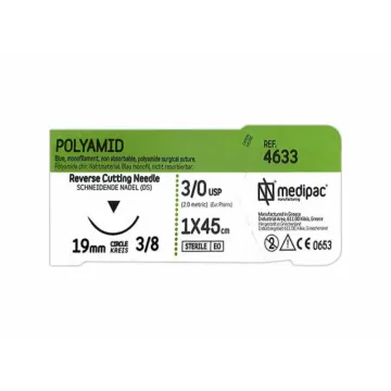 Medipac Polyamid Sutures REF 4633 – 3/0 USP Non-Absorbable  Medipac Polyamid Sutures REF 4633 – 3/0 USP Non-Absorbable