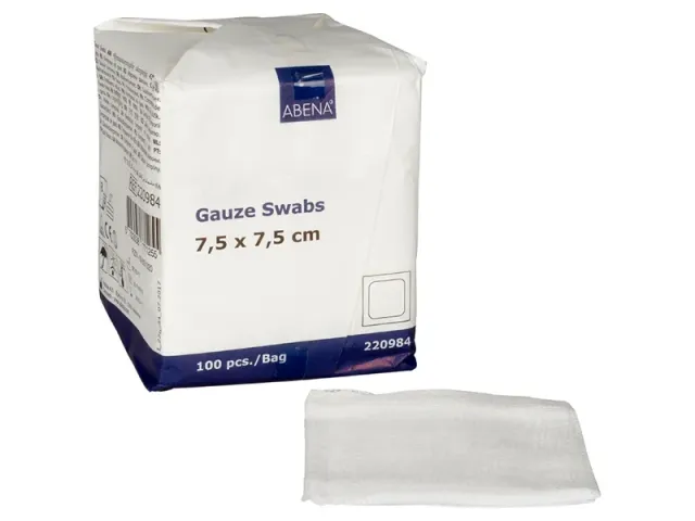 ABENA Κλασικά επιθέματα γάζας 17κλωστές 8ply, 7,5x7,5cm, 100τεμ. ABENA Κλασικά επιθέματα γάζας 17κλωστές 8ply, 7,5x7,5cm, 100τεμ.