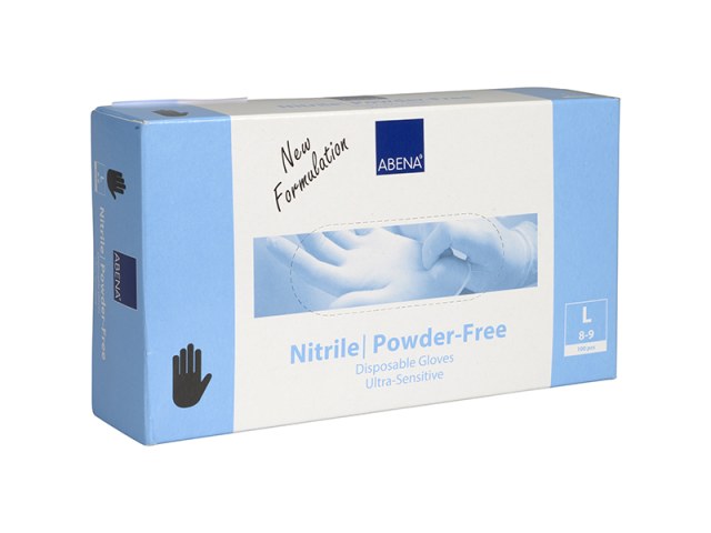Γάντια Νιτριλίου μιας χρήσης χωρίς πούδρα Ultra Sensitive, ABENA  150τεμ. Large Γάντια Νιτριλίου μιας χρήσης χωρίς πούδρα Ultra Sensitive, ABENA  150τεμ. Large