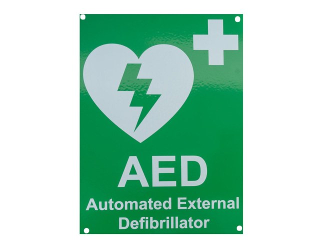Πράσινη πινακίδα σήμανσης θέσης απινιδωτή AED
